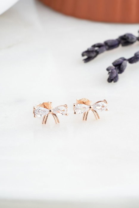 Heliophilia Silver Pendientes de Plata de Ley 925 en Oro Rosa con Circón Heliophilia Silver Pendientes de Plata de Ley 925 en Oro Rosa con Circón